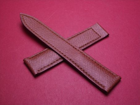 Baume & Mercier Leder-Armband, Eidechse, Breite: 18mm im Verlauf auf 16mm, Längen: Lochseite 105mm & Schließenseite 75mm, Farbe: braun, ohne Schließe (für Faltschließe), MV130209 