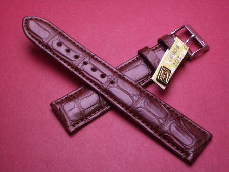 Krokodil-Leder-Armband, 19mm im Verlauf auf 16mm, signiert: Glashütte, Farbe: dunkelbraun 