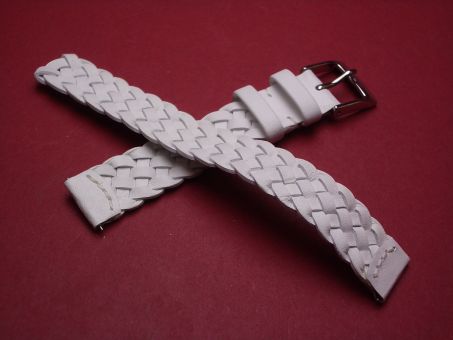 Piaget Leder-Armband, Breite: 14mm, Längen: Lochseite 110mm & Schließenseite 75mm, Farbe: weiß, mit Dornschließe, MX005NWH 