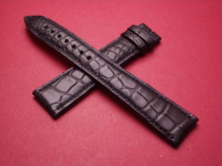 Blancpain Leder-Armband, Krokodil, Breite: 20mm im Verlauf auf 16mm, Längen: Lochseite 125mm & Schließenseite 85mm, Farbe: schwarz, ohne Schließe, JPCL3ECS20NL 