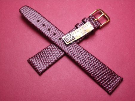 Eidechs-Leder-Armband, 18mm im Verlauf auf 14mm, Farbe: weinrot glänzend 