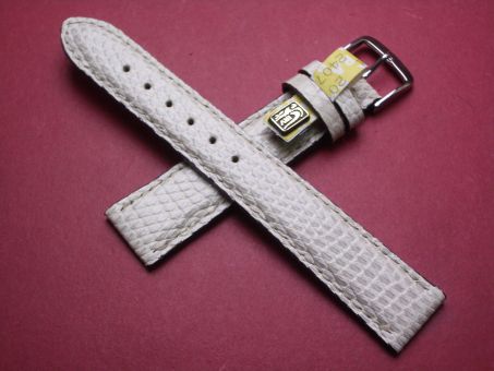 Eidechs-Leder-Armband, 18mm im Verlauf auf 16mm, Farbe: creme glänzend 