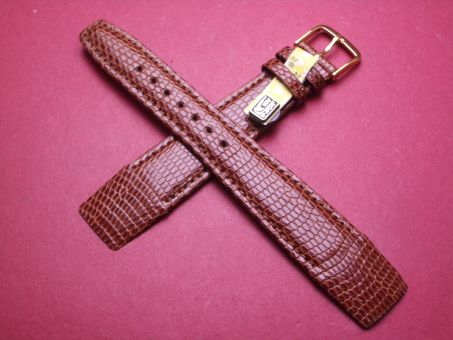 Louisiana Eidechsleder-Armband, 20mm im Verlauf auf 16mm, Farbe: braun, für feste Stege 