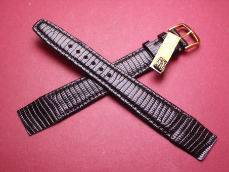 Louisiana Eidechsleder-Armband, 20mm im Verlauf auf 16mm, Farbe: schwarz, für feste Stege, XL-Länge 