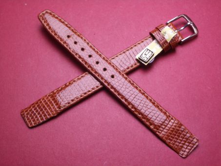 Leder-Armband, Eidechse, 14mm, Farbe: braun, für feste Stege, XL-Länge 