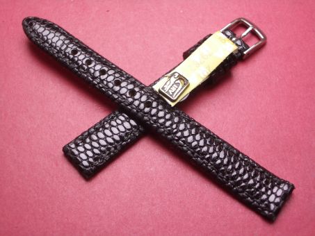 Leder-Armband, Eidechse, 12mm im Verlauf auf 10mm an der Schließe, Farbe: schwarz, XS-Länge 