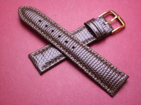 Eidechs-Leder-Armband, 18mm im Verlauf auf 16mm, Farbe: braun, XS-Länge 