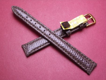 Leder-Armband, Eidechse, 12mm im Verlauf auf 10mm an der Schließe, Farbe: taupe glänzend 