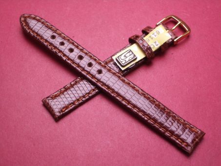 Leder-Armband, Eidechse, 12mm, Farbe: braun glänzend 