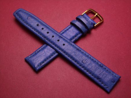 Leder-Armband, Strauß, 17mm im Verlauf auf 16mm, Farbe: blau 