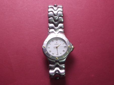 Komplette Uhr, Ebel Sportwave, Referenz 6187631, Stahl/Gold, Durchmesser ca. 35,8mm, Quartz, weißes Zifferblatt 