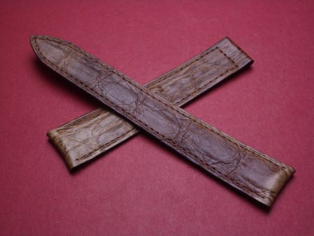 Baume & Mercier Leder-Armband, Krokodil, Breite: 19mm im Verlauf auf 16mm, Längen: Lochseite 115mm & Schließenseite 85mm, Farbe: braun, ohne Schließe (für Faltschließe) 