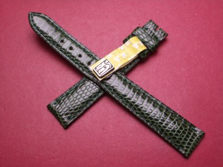 Yves Saint Laurent Eidechsen-Leder-Armband, 14mm im Verlauf auf 12mm an der Schließe, Farbe: dunkelgrün 
