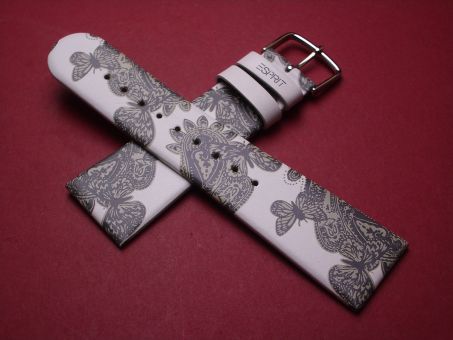 Esprit Leder-Armband, 25mm im Verlauf auf 20mm, Länge: Lochseite 120mm & Schließenseite 80mm, Farbe: weiß/khaki, mit Dornschließe 