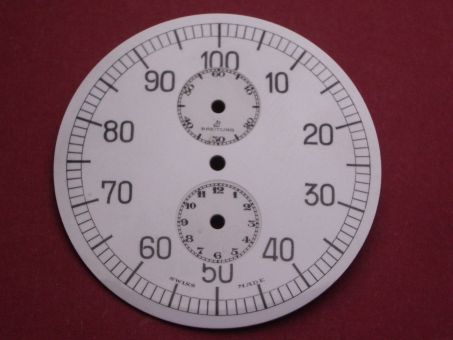 Breitling Stoppuhr-Zifferblatt Kurzzeitmesser, Kaliber: 21, Metall emailliert 