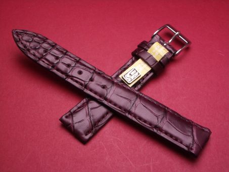 Louisiana Krokodil-Leder-Armband, 18mm im Verlauf auf 16mm Farbe: Rotbraun 