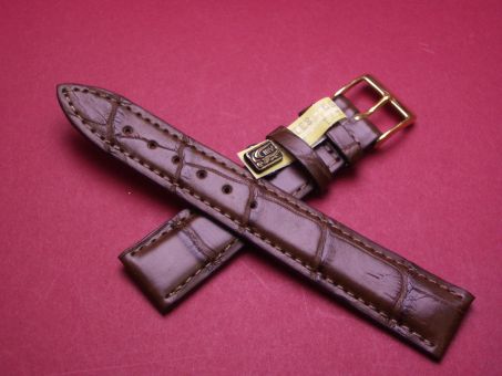 Louisiana Krokodil-Leder-Armband , 18mm im Verlauf auf 16mm Farbe: Braun 