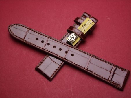 Louisiana Krokodil-Leder-Armband, 19mm im Verlauf auf 16mm, Farbe: Braun glänzend 