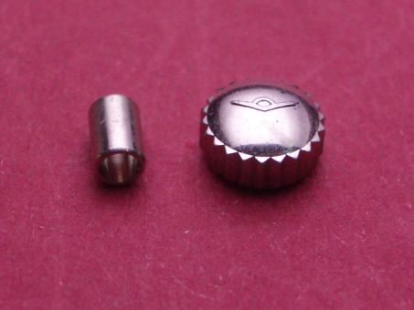 Movado Krone Stahl, Ø 5,7mm, Höhe 3,3mm, Gewinde 0,9mm mit Tubus 2,0 