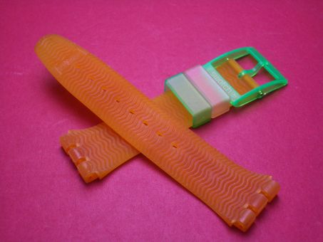 Swatch Armband, Kautschuk, 19mm, orange/neongrün 