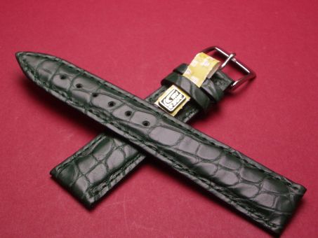 Louisiana Krokodil-Leder-Armband,  20mm im Verlauf auf 18mm Farbe: Grün 