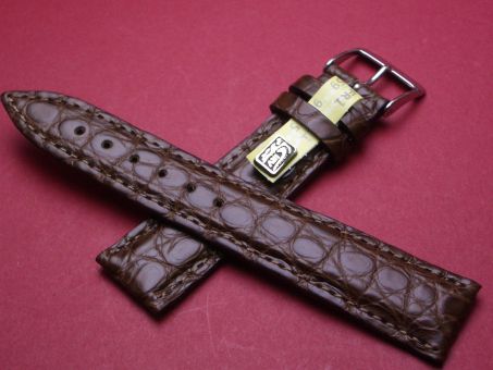 Louisiana Krokodil-Leder-Armband, 20mm im Verlauf auf 18mm Farbe: Braun 