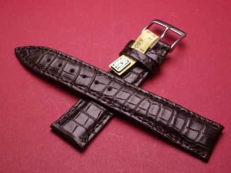 Louisiana Krokodil-Leder-Armband, 20mm im Verlauf auf 18mm Farbe: dunkel Braun 