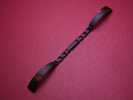 Metall-Uhren-Armband, 10mm auf 6mm an der Faltschließe, Farbe: schwarz matt/gold 
