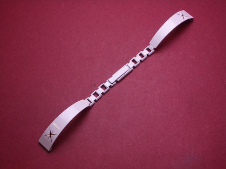 Metall-Uhren-Armband, 10mm auf 6mm an der Faltschließe, Farbe: weiß/gold 