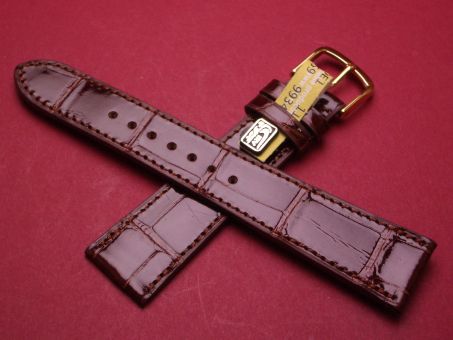 Louisiana Krokodil-Leder-Armband, 20mm im Verlauf auf 16mm Farbe: Braun glänzend 