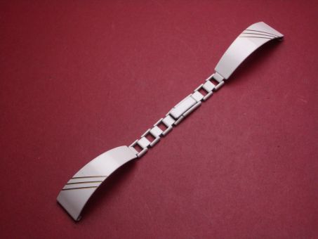 Metall-Uhren-Armband, 14mm auf 7mm an der Faltschließe, Farbe: weiß/gold 