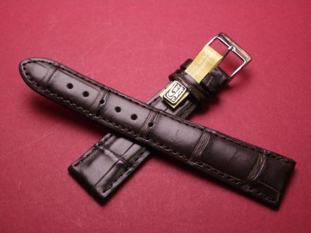 Louisiana Krokodil-Leder-Armband, 20mm im Verlauf auf 16mm Farbe: dunkel Braun (große Narbung) 
