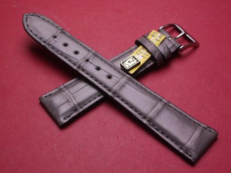 Louisiana Lederarmband, Krokodil, Breite: 20mm im Verlauf auf 16mm, Längen: 118mm & 79mm, Farbe: grau matt 