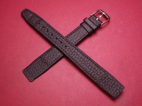 Leder-Armband mit Dornschließe ,Kalbsleder, 16mm im Verlauf auf 14mm, Farbe: schwarz, für feste Stege 