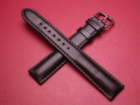 Leder-Armband mit Dornschließe ,Kalbsleder, 18mm im Verlauf auf 16mm, Farbe: schwarz, XL-Länge 