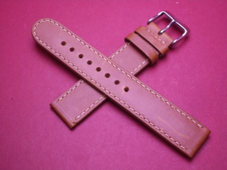 Leder-Armband, Kalbsleder, 20mm, Farbe: braun mit heller Naht 