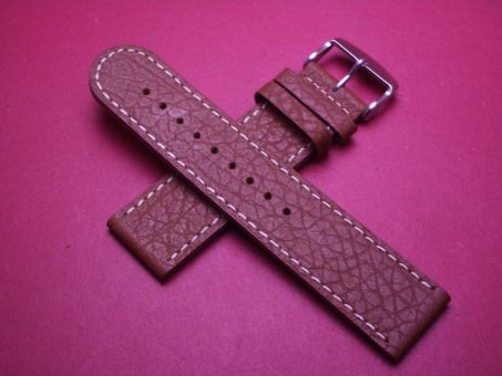 Leder-Armband, Kalbsleder, 24mm, Farbe: braun mit heller Naht 