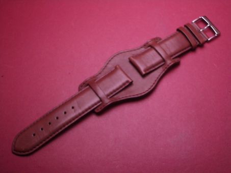Leder-Armband, Kalbsleder, 22mm, mit Unterlage, Farbe: braun 