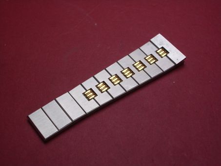 Cartier Bandteil für Santos, Stahl/Gold, 18mm im Verlauf auf 14mm, Länge: 7cm, 11 Glieder, verschraubt, NOS (New Old Stock) 