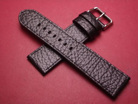 Leder-Armband, Kalbsleder, 24mm im Verlauf auf 22mm, Farbe: schwarz 