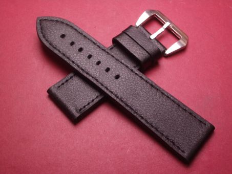 Leder-Armband, Kalbsleder, 26mm im Verlauf auf 24mm, Farbe: schwarz 