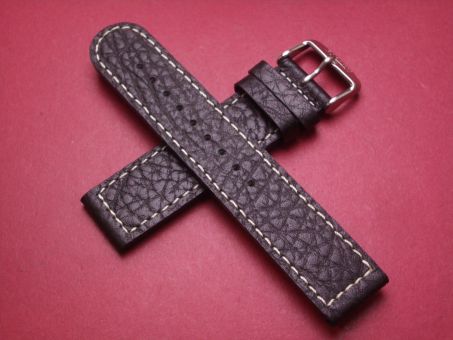 Leder-Armband, Kalbsleder, 22mm, Farbe: schwarz mit weißer Naht 