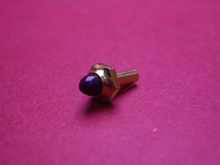 Cartier Stellkrone für Wecker, Gelbgold mit eingefasstem Spinell, Ø 5,8mm, Länge 12,6mm 