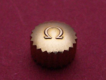 Omega Krone in doublé,  Ø 6,0mm, Höhe 3,75mm, Gewinde 1,2mm, Tubus 2,5mm 