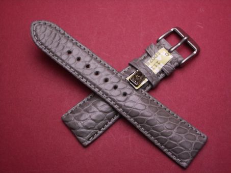 Louisiana Krokodil-Leder-Armband 22mm im Verlauf auf 18mm, Farbe: Grau 