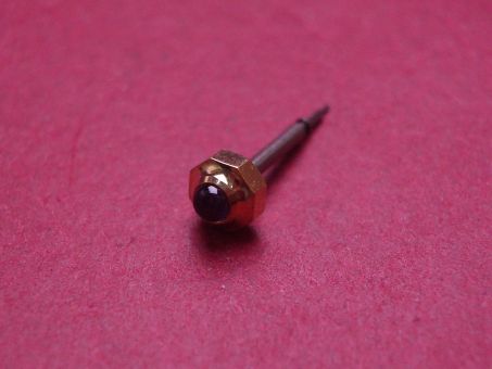 Cartier Krone, Gelbgold, mit eingefasstem Spinell und Aufzugswelle, Ø 4,0mm, Höhe 3,2mm, gebraucht 