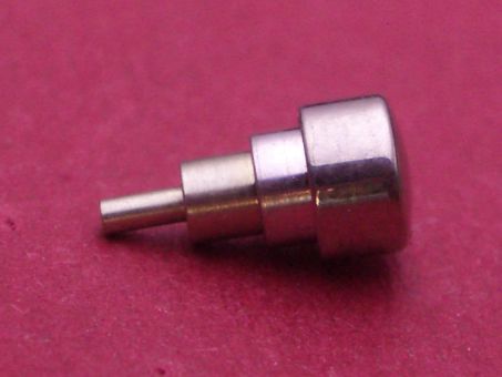 Uhren Chronographen-Drücker Stahl, Ø Drückerkopf 4,5mm, Ø für Gehäusebohrung 2,4mm, Ø Stift 1,0mm, Gesamthöhe 8,73mm 