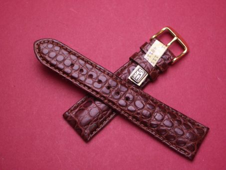 Louisiana Krokodil-Leder-Armband 22mm im Verlauf auf 18mm, Farbe: Braun Schließe weiß