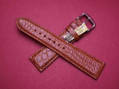 Louisiana Krokodil-Leder-Armband 22mm im Verlauf auf 18mm, Farbe: hell Braun 