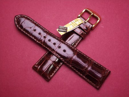 Louisiana Krokodil-Leder-Armband 22mm im Verlauf auf 18mm, Farbe: Braun glänzend 